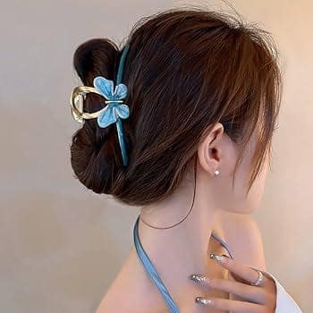 Blue Butterfly Metal Hair Claw Clip view 2