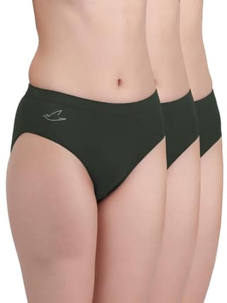 Freecultr Women’s Micromodal Mid-Rise Hipster | Super Soft & Breathable Fabric | Medium Rear Coverage | Comfortable Stretch Elastic | Pack of 3 |Color - Avocado Green