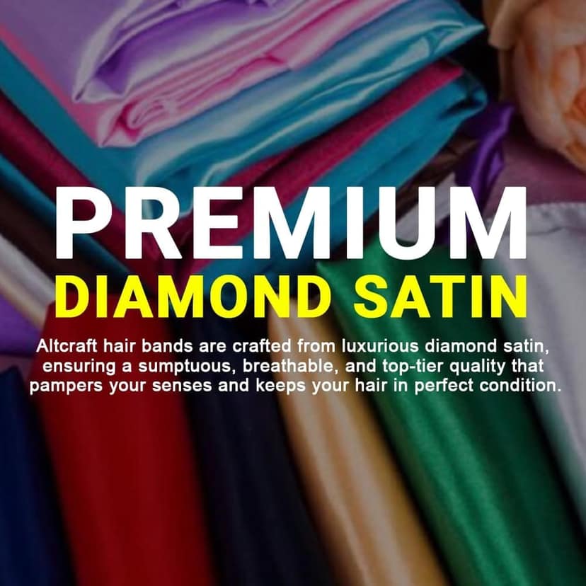 Premium Diamond Satin Hair Band for Women| Satin Hair Band for Hair & Skin| Silk Hair Band (Pack of 5) | Hair Accessories Women Satin Hair Band for Women with Stretchable Elastic Knot view 4