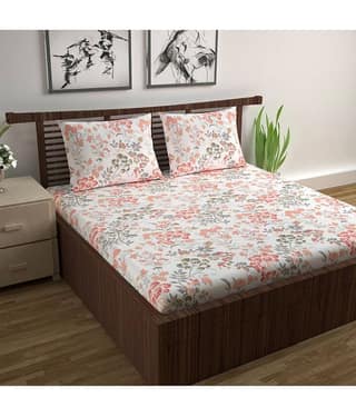 DIVINE CASA Cotton Double Bedsheet ( Rose Gold )