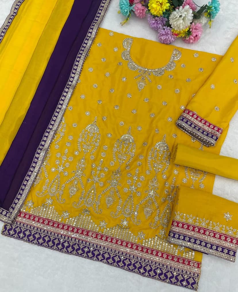 Trendy Green Chinon Sharara Suit for Women Festival Wear view 4