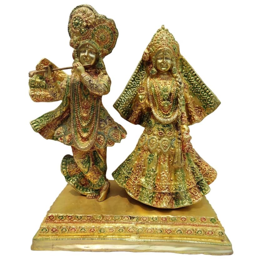 Brass Radha Krishna Pair Idol - Premium Religious Statue, Height : 17 Inch (BSMAS093) view 2