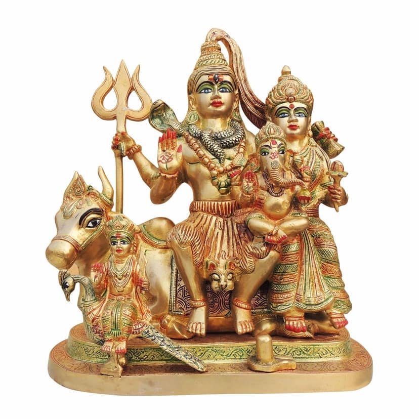 Brass Shiv Parivar - Handcrafted Religious Showpiece, Height : 14 Inch (BSMAS493 H) view 2