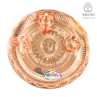 SHINI LIFESTYLE Puja Thali Aarti Bartan Plate Set of 8 Piece for Mandir Pooja Room Home Temple