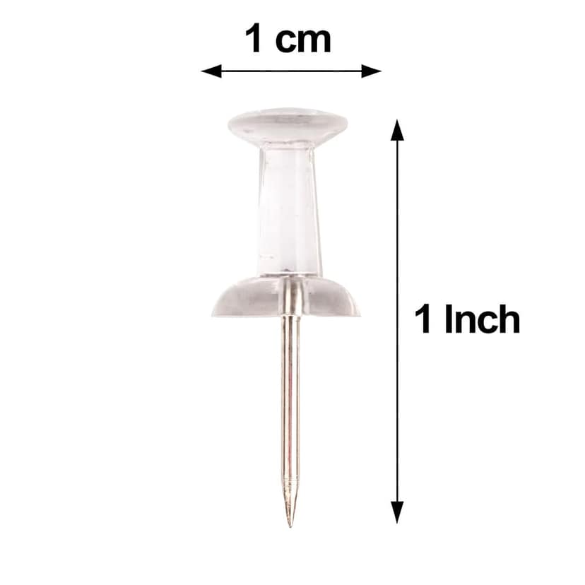 Clear Push Pins (100 Pieces) � Transparent Plastic Head with Metal Point Thumb Tacks, Marking Pins, Wall Tacks, Map Pins for Bulletin Board, Cork Board, Home, Office & School Supplies view 2