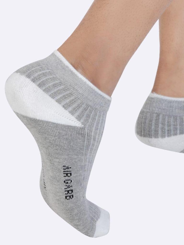 AirGarb Stylish Ribbed Low Ankle Cotton Socks for Men and Women: Comfortable Cushioning & Breathable Design Pack of 5 - ARB5G (Free Size) Grey view 6
