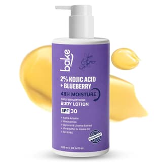 BAKE 2% Kojic Acid Brightening Body Lotion (300 ml) with Niacinamide & SPF 30 for Pigmentation & Tan Removal | For Dark Spots & Sun Protection | Tanned & Pigmented Skin | For Women & Men BAKE 2% Kojic Acid Brightening Body Lotion (300 ml) with Niacinamid