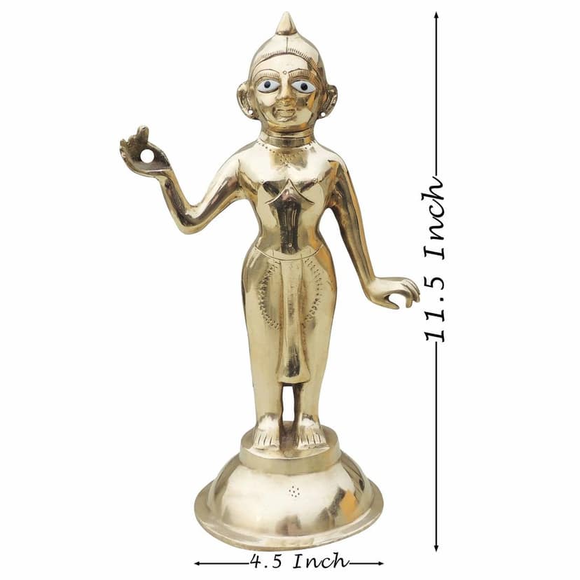 Brass Radha Ji Jugal Jodi Idol - Handcrafted Religious Showpiece, Height : 11.5 Inch (BSMAS1584 R) view 2