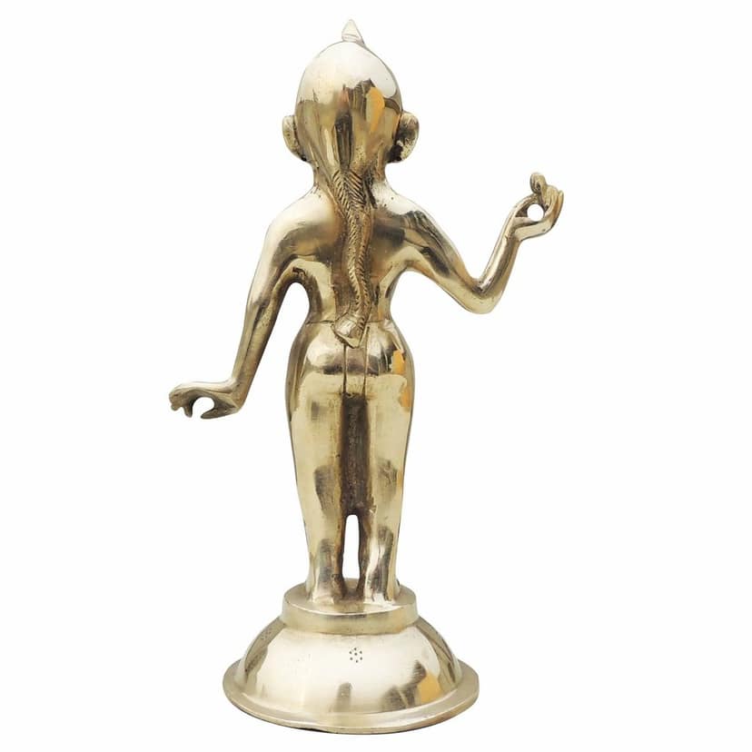Brass Radha Ji Jugal Jodi Idol - Handcrafted Religious Showpiece, Height : 11.5 Inch (BSMAS1584 R) view 4