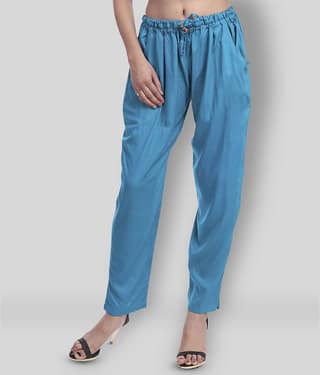 Lee Moda - Turquoise Rayon Flared Fit Women's Casual Pants ( Pack of 1 )