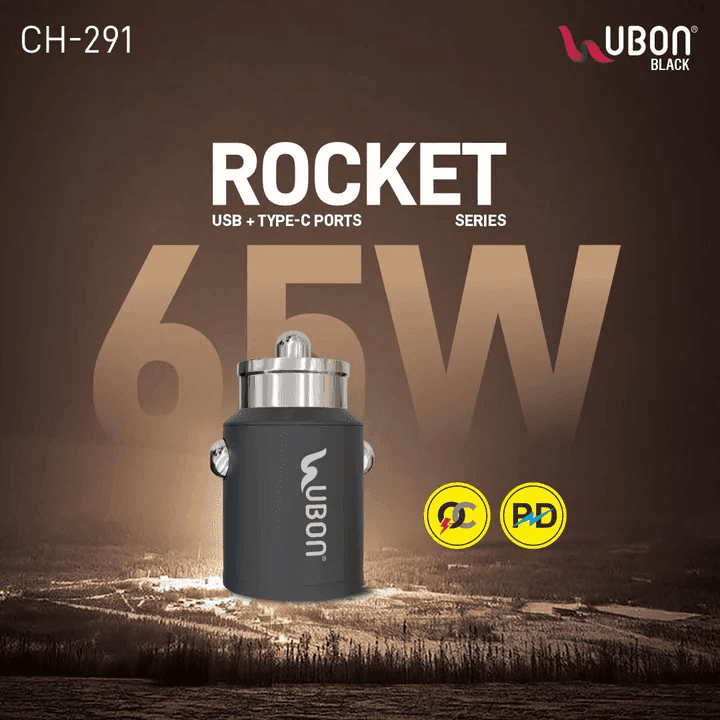 Ubon Fast & Secure 65W Car Charger with Dual ( USB & Type C) Ports view 3