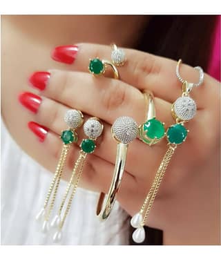 Navya collections American diamond pendant set combo
