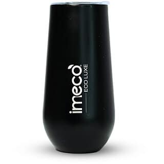 IMECO ECO LUXE Stainless Steel Wine Tumbler 300 ml, Set of 6 (Black) BPA Free, Leak Proof, Travel Ready