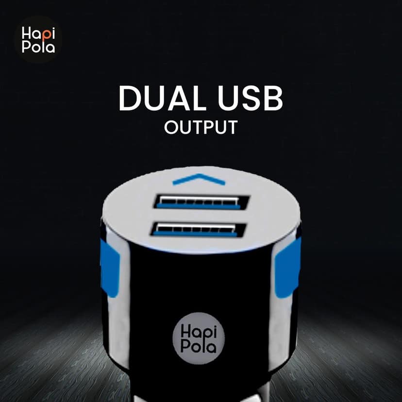 HAPIPOLA CAR Accessories Duo | 12W Output | Fast Charging 2X USB Output Sleek and Compact Design view 4