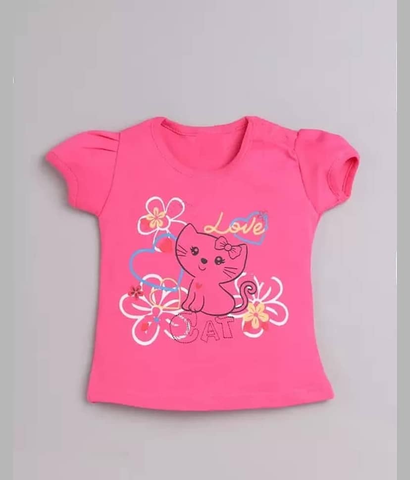 CUTEVIBE Pack of 1 Baby Girls 100% Cotton T-shirt & Pants ( Multicolor 1 ) view 2