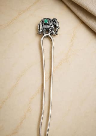 Handmade Oxidised Silver Premium Vintage Oxidised Silver Floral Juda Stick Hair Pin for Women Traditional Bun Stick Hair Accessory