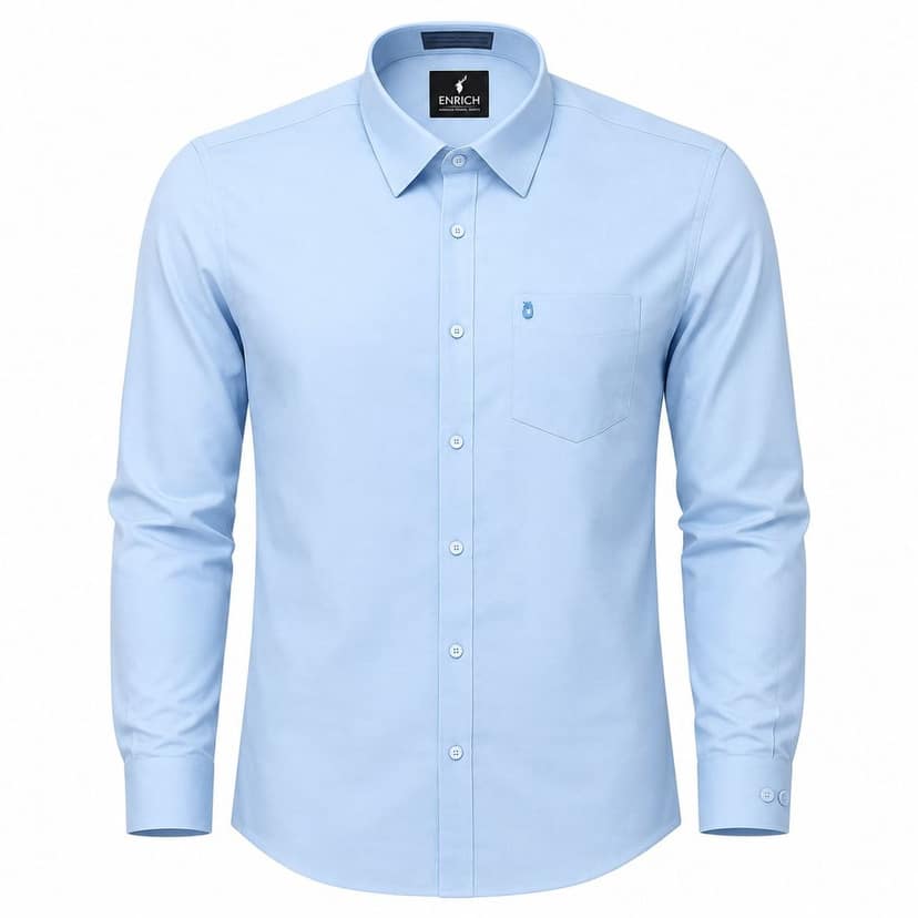 Enrich Premium Men's Solid Light Blue Full Sleeve Formal Shirt with Pocket view 2