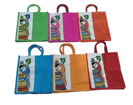 :** Hand-painted canvas tote bag featuring a colorful and intricate design of a woman in traditional view 3