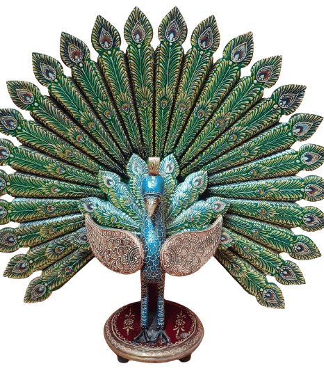 Daksh Art and Crafts Handicraft Multicolour decorative Wooden Dancing Peacock for Home & Office Decor I Living Room I Guest Room I Showpiece I Bedroom