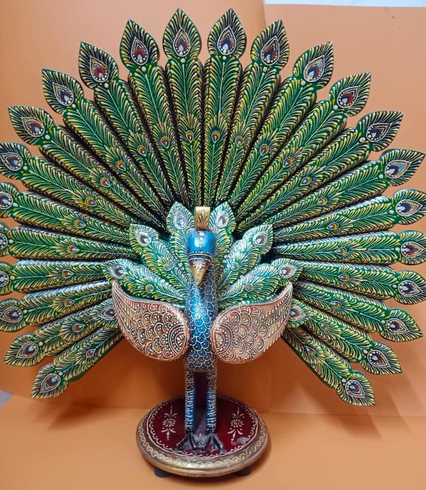 Daksh Art and Crafts Handicraft Multicolour decorative Wooden Dancing Peacock for Home & Office Decor I Living Room I Guest Room I Showpiece I Bedroom view 2