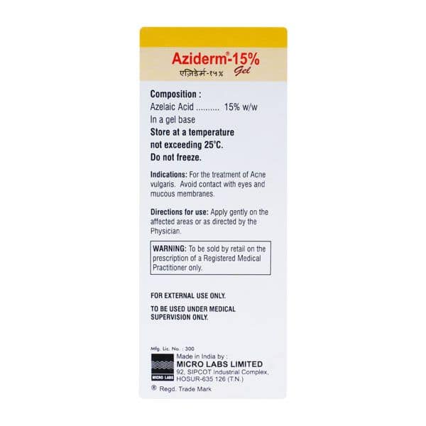 Aziderm 15 Percentage Gel 15 Gms view 2