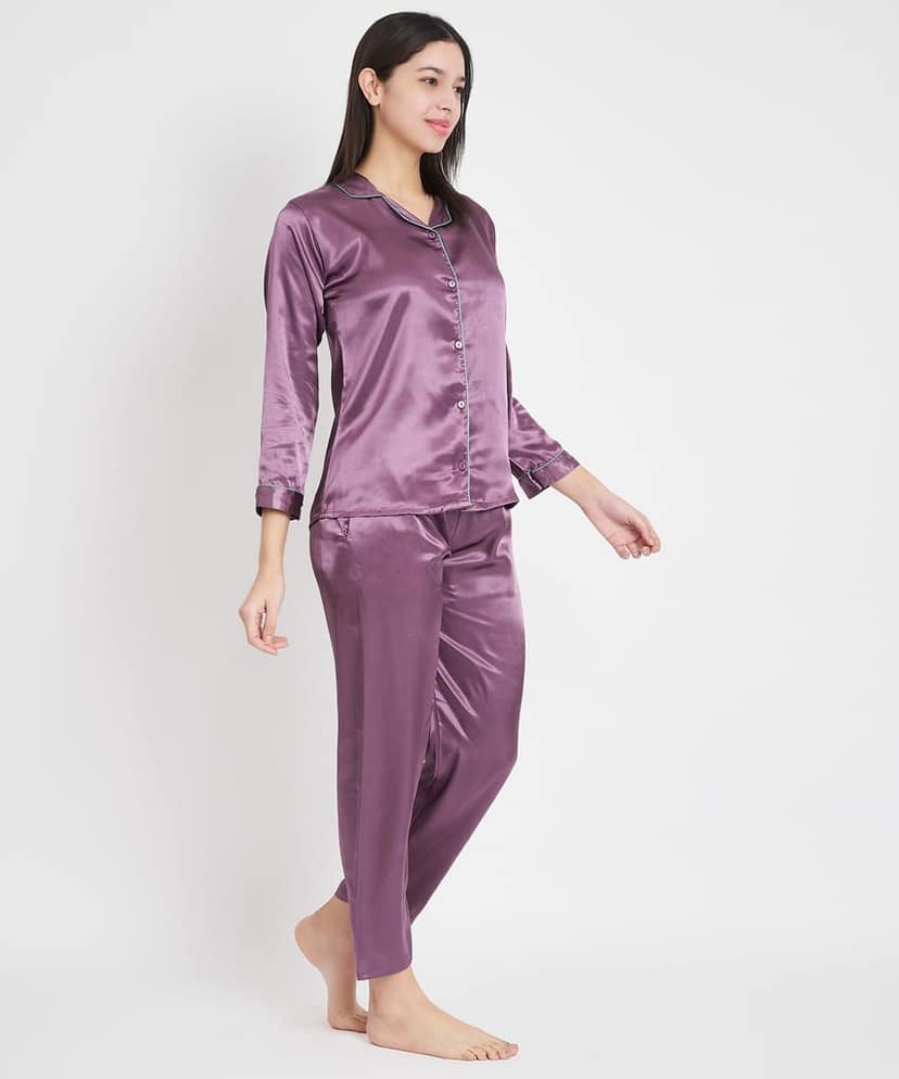 KOI SLEEPWEAR Premium Satin Night Suit Lavender view 7
