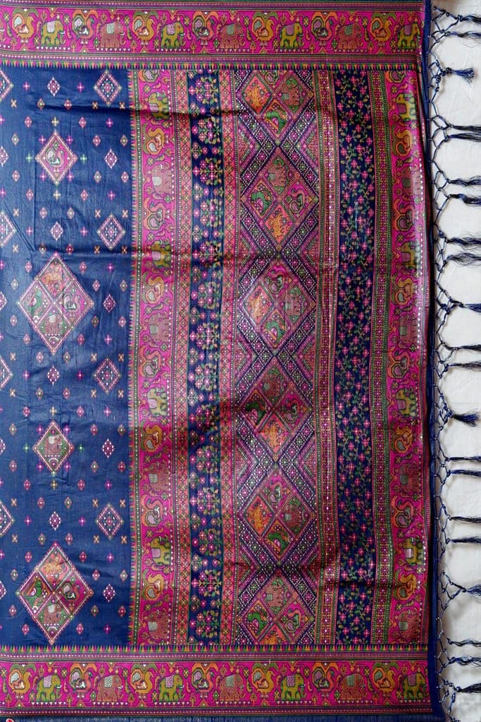 Pashmina Silk Saree Indigo Blue view 4