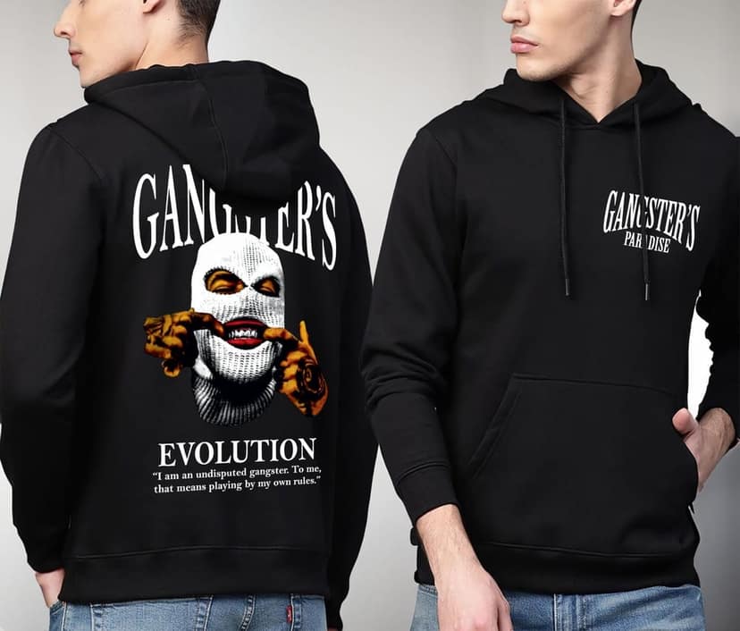 SCOTT FINCHER Men's Black Graphic Hoodie "Gangster's Evolution" : AA(RSHOD)BLACK_53 view 3