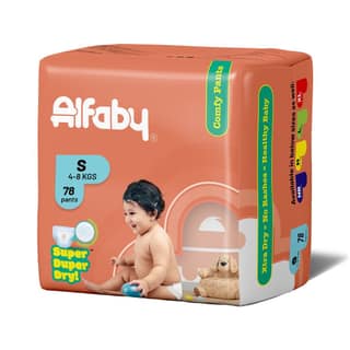 Alfaby Super Duper Dry Comfy Pants - Diapers for Babies Size S (4-8 kgs) - Pack of 78