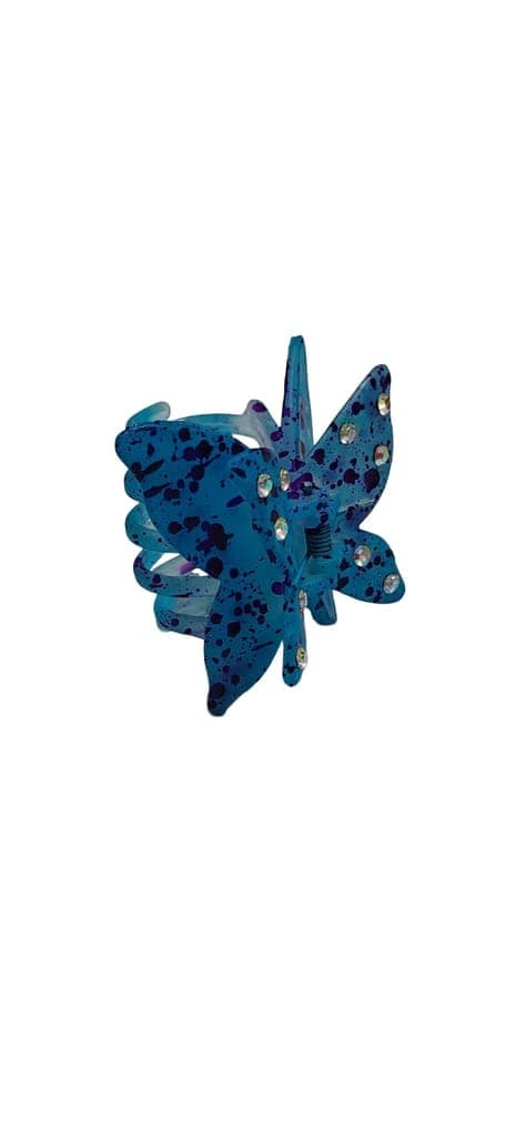 White Butterfly Hair Claw Clip with Orange Speckles view 3