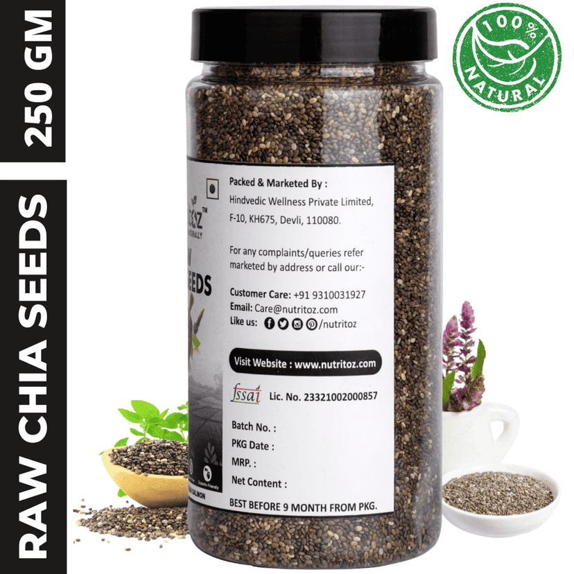 Nutritoz Natural Raw Chia Seeds For Weight Loss With Omega 3, Fiber, Zinc and Calcium Rich view 3