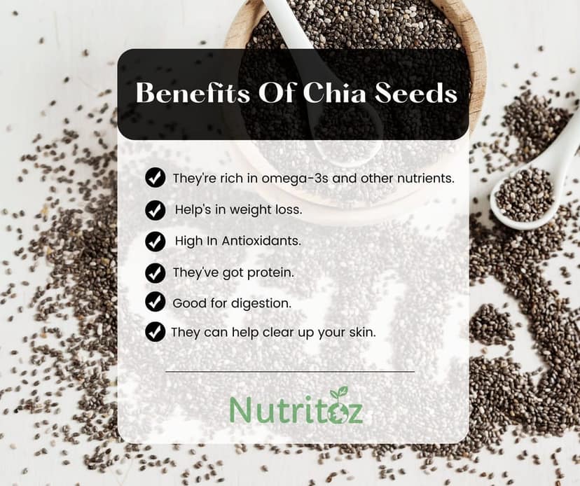 Nutritoz Natural Raw Chia Seeds For Weight Loss With Omega 3, Fiber, Zinc and Calcium Rich view 4