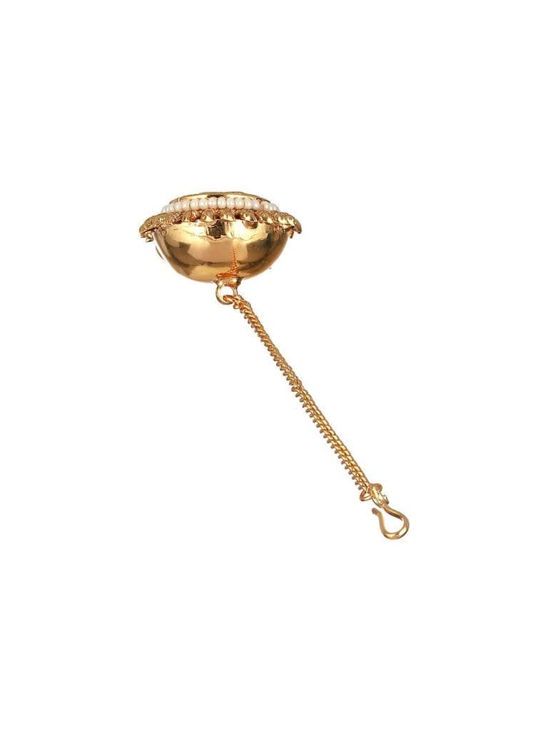 Gold Plated Red Kundan Floral Borla Mangtika view 6