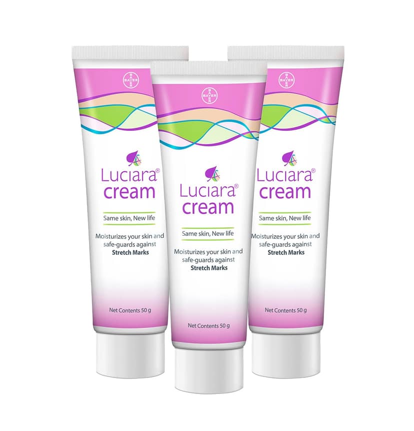 Luciara Cream, Anti-stretch marks cream, Reduce stretchmarks, Safe for pregnancy, Weight Gain, Weight Loss, All skin types, Paraben-free, Non-fragrant, Non-colourant, 50g x Pack of 3 Luciara Cream, Anti-stretch marks cream, Reduce stretchmarks, Safe for