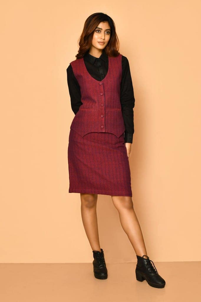 Celina women's handloom cotton skirt co-ord set view 4