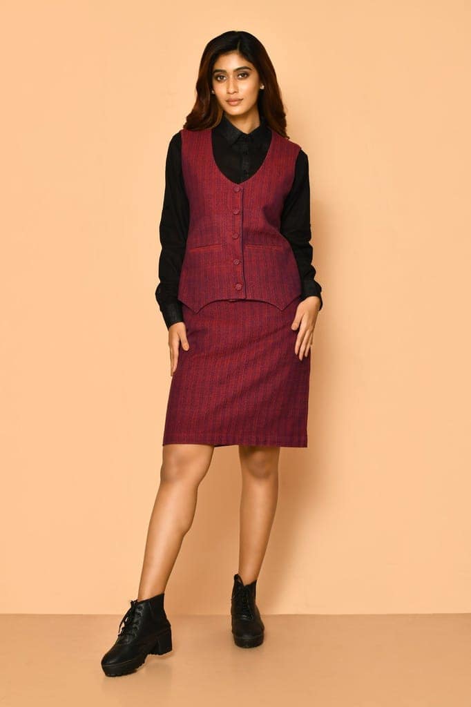 Celina women's handloom cotton skirt co-ord set view 5