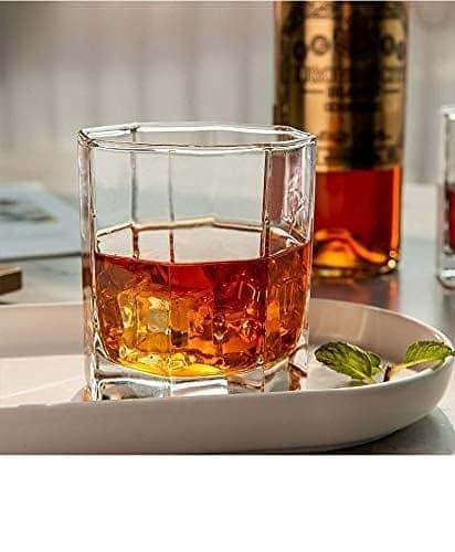 Italian Premium Crystal Hexa Shape Whiskey Glass | 300 ML | Brandy Wine Glasses | Perfect Drinking for Bourbon, Whisky, Scotch, Cocktails, Vodka, Rum | view 2