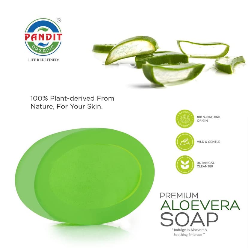 Aloe Vera Organic Handmade Soap Bar (Value Pack - 100 g) – Cold-Pressed Oils, Plant Glycerin & Natural Botanicals, Sulfate & Paraben Free, Ayurvedic Herbal Cleanser for All Skin Types – Cleansing & Moisturizing view 5