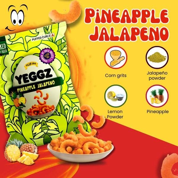 YEGGZ Combo (Pineapple Jalapeno,Thai Chi,Tomatina) Puffed Curls - Crispy Snacks (Pack Of 3) view 4