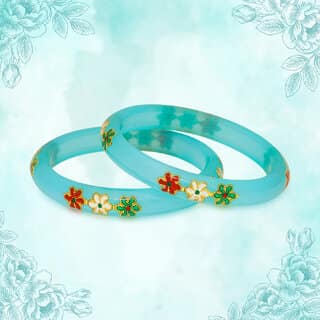 LUV FASHION Blue plastic Designer Bangles