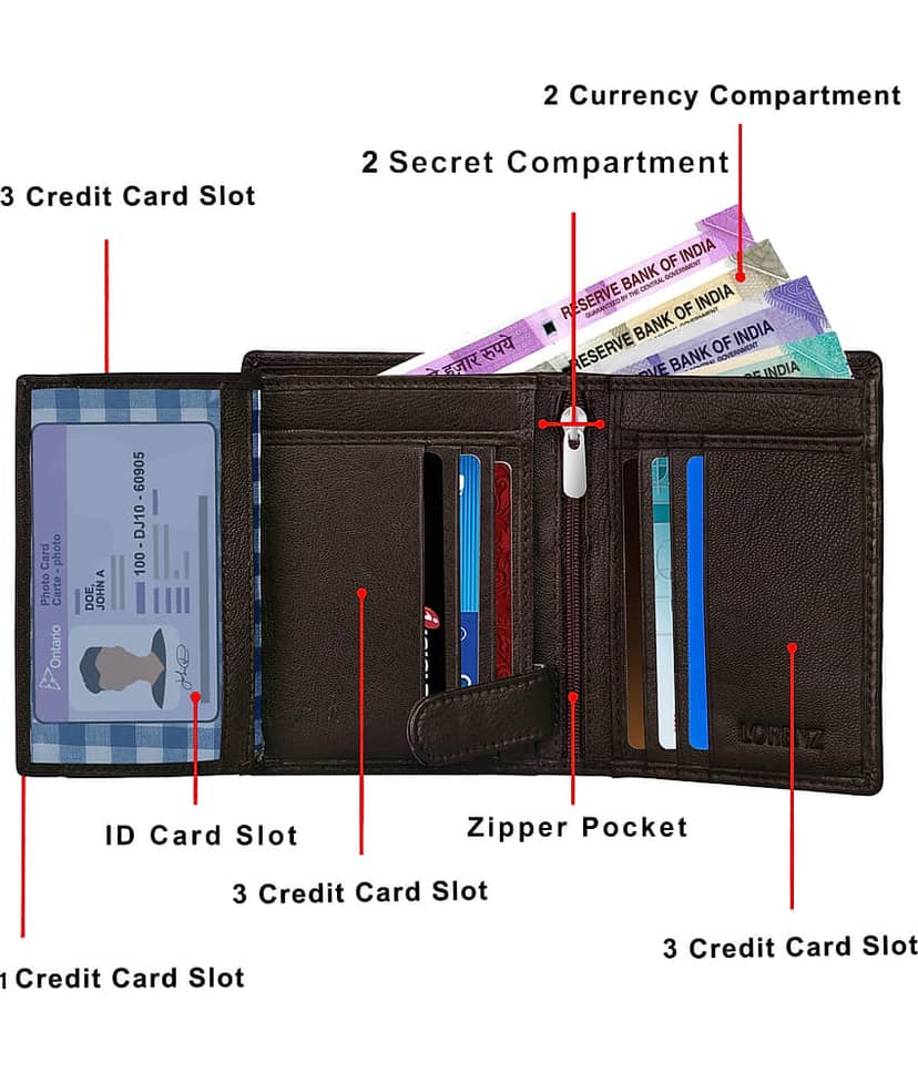 Lorenz Brown 100% Leather Men's RFID Wallet ( Pack of 1 ) view 2