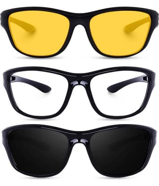 Kanny Devis - Black Wrap Around Sunglasses ( Pack of 3 )