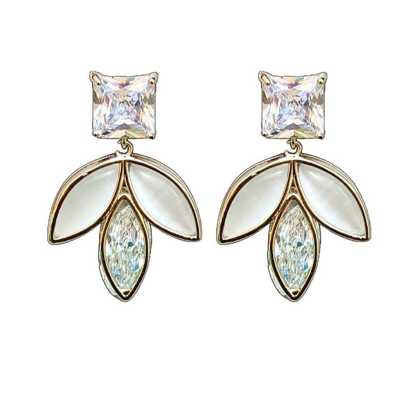 Jewelryklub Glittering Cubic Zircona Studded Silver Plated Earrings For Girls Women