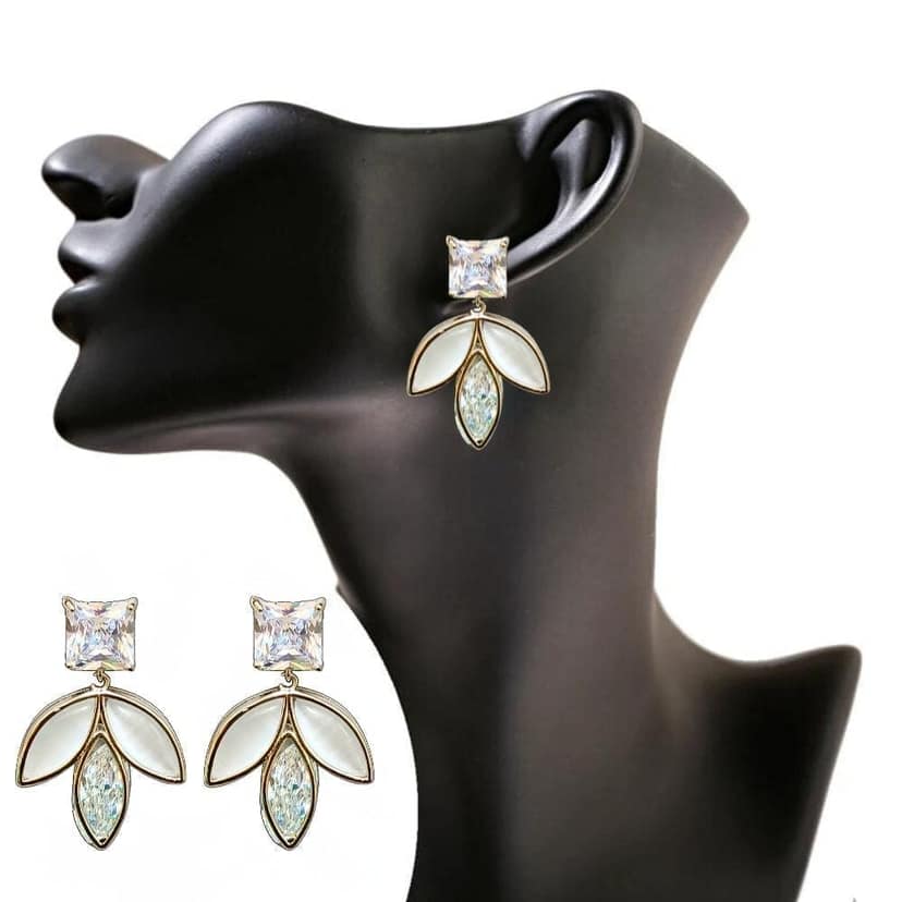 Jewelryklub Glittering Cubic Zircona Studded Silver Plated Earrings For Girls Women view 3