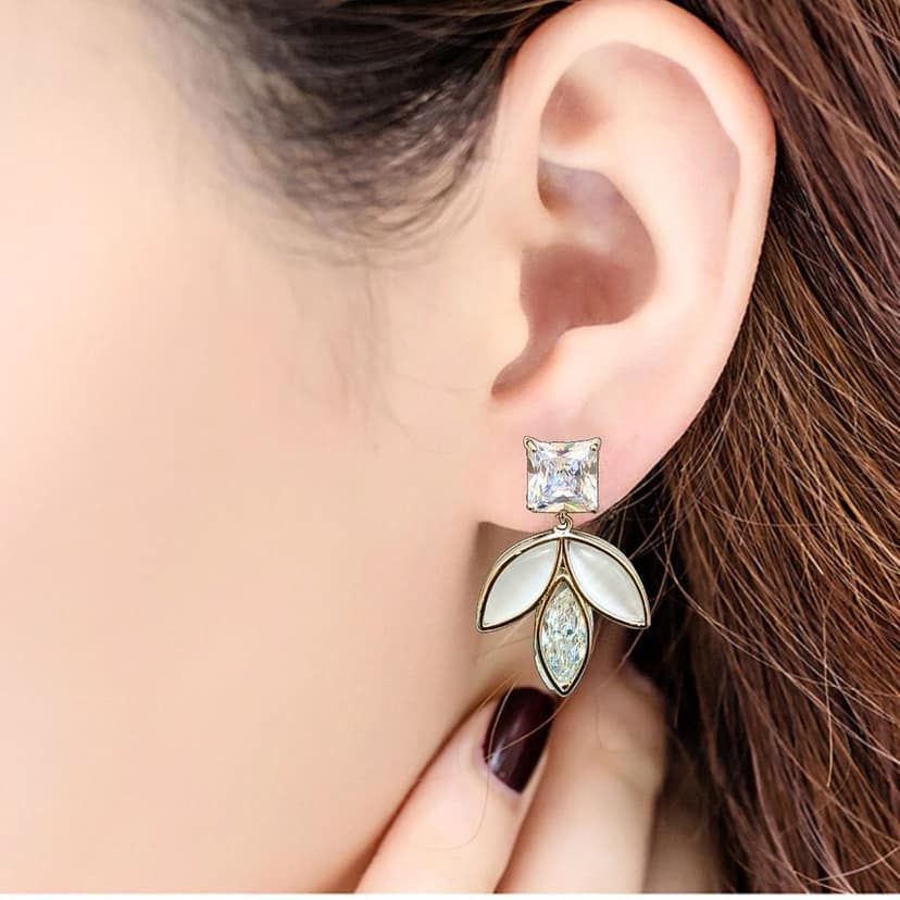 Jewelryklub Glittering Cubic Zircona Studded Silver Plated Earrings For Girls Women view 4
