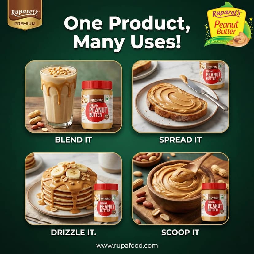 Ruparel’s Creamy Peanut Butter 350g | Roasted Peanuts | Smooth & Delicious Spread | Cholesterol Free | Zero Trans Fat | Tasty & Healthy Nut Butter Perfect for Bread, Sandwiches & Smoothies view 3