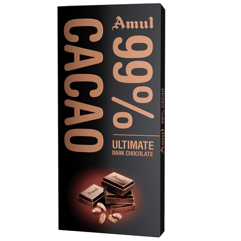 Amul 99% Cacao - Ultimate Dark Chocolate, 125 G