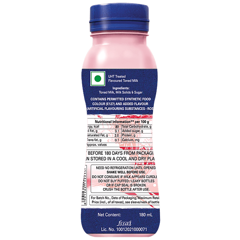 Amul Kool Milk - Rose Flavour, 180 ml Pet Bottle view 2