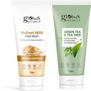 Globus Naturals Pimple Oil Control Face Wash Combo Multani Mitti Face Wash Tea Tree Face Wash set of 2 75gm