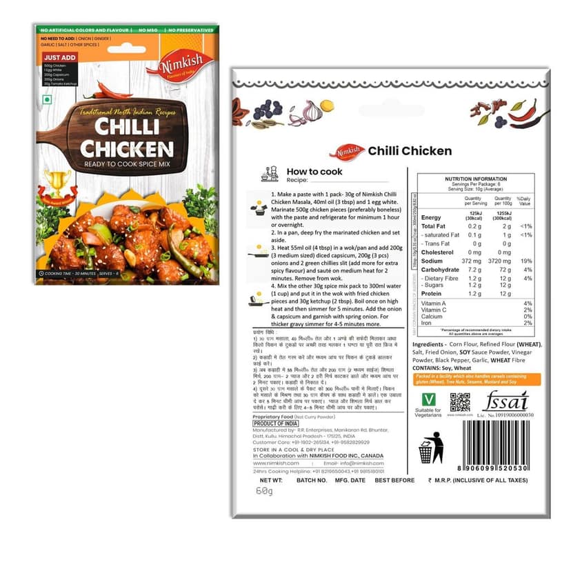 Nimkish International Spice Mix Combo Pack of 6 | Lemon Herb, BBQ & Chilli Chicken | Global Flavors Premix view 3